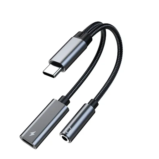 Samsung Galaxy S25 Headphone Adapter, USB C to AUX Mic Jack with PD 60W Fast Charging for Stereo, Earphones, Compatible with Samsung Galaxy S25/S25+/S25 Ultra/S24/S24+, Google Pixel 8/7