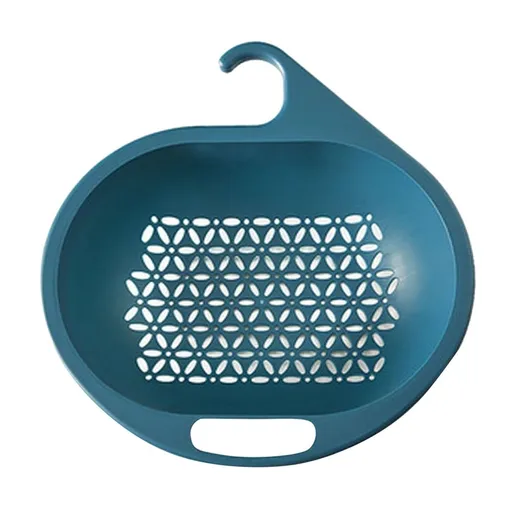 Blue Hanging Sink Drain Basket, Multifunctional Filter Rack for Washing Fruits and Veggies, Easy-Install Design Fits All Sinks, Durable Plastic, 1pc