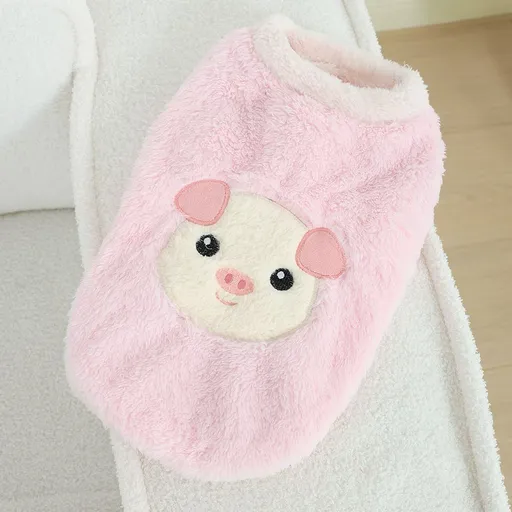 Dog Vest Fleece Winter Warm Pet Clothing Happy piggy style [pink] Xs [recommended within 1.0kg years]