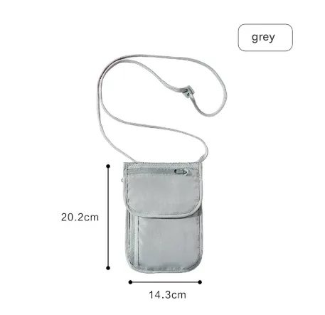 Grey 2 Pack RFID Blocking Travel Neck Pouch Passport Holder & Document Organiser Water Resistant Hidden Security Wallet for International Travel