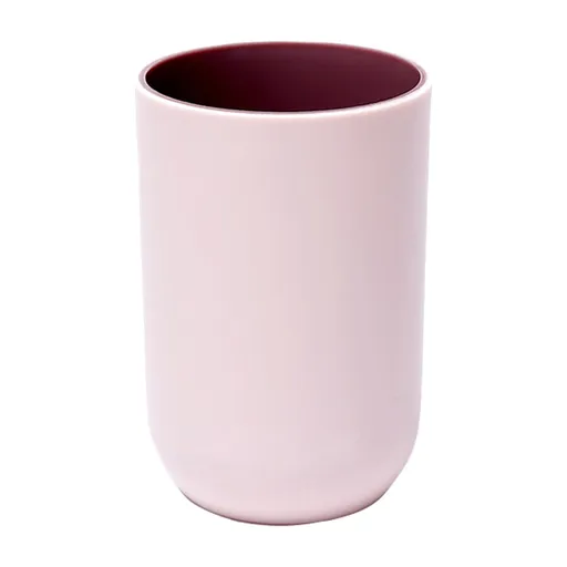 1 Pack Bathroom Toothbrush Cup, Reusable Plastic Mouthwash and Drinking Cup with Stackable Design for Kitchen, Bathroom and Travel, Pink