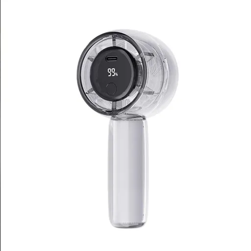 Mini Transparent Handheld Fan with LED Color Display and Rechargeable Battery Gray