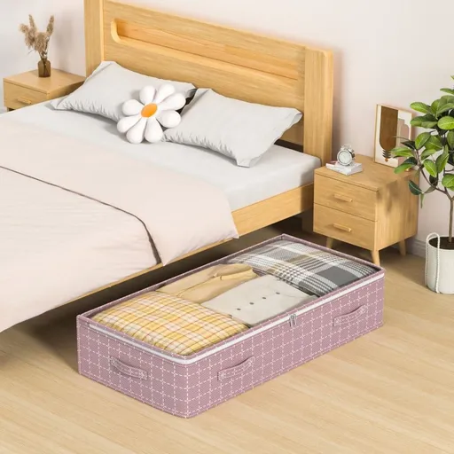 Under Bed Storage Containers, Large Under Bed Storage Organizer Box With Handle, Foldable Under The Storage Bags For Organizing Clothes, Shoes, Blankets, Pillows