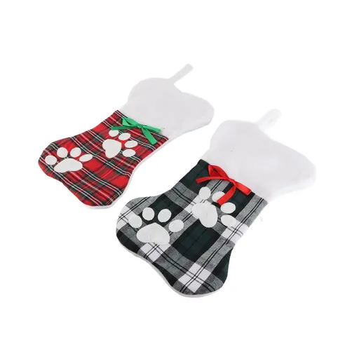 2pcs Xmas Stocking Cute Bone Shape Xmas Socks Hanging Decoration Xmas Gift Bag for Home Holiday Decor