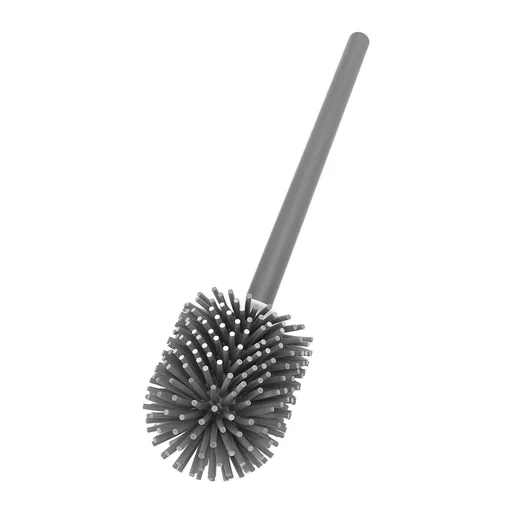 Toilet Brush with Storage Holder Aluminum Alloy Long Handle High Density Bristles Space Saving Toilet Scrubber for Home Bathroom