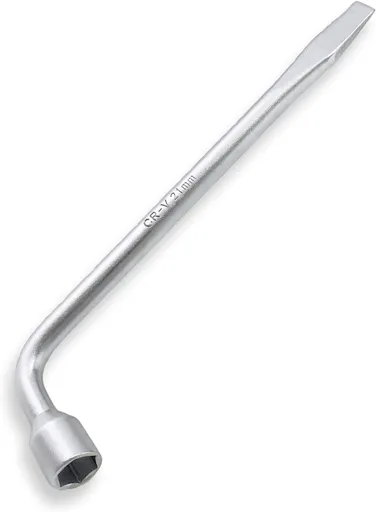 Car Spare Tire Lug Wrench for Jack, 13/16" High Carbon Steel L-shaped Tire Replacement Tool L Type Strong Hexagon Slotted End Socket Wrench