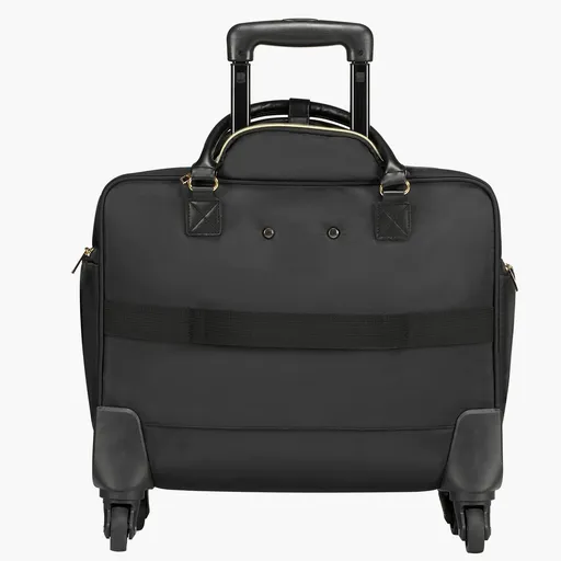 Rolling Laptop Bag, Fits Up to 17.3 Inch Laptop, Wheeled Briefcase, Roller Computer Tote Bag with 4 Spinner Wheels & TSA Lock, Laptop Case for Work Travel Business, Women & Men (Black Gold)
