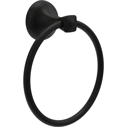 Modern Bathroom Hand Towel Ring, Bathroom Accessories Bath Towel Hanger for Kitchen,Matte Black（18*15.5cm)（The packaging includes three screws）