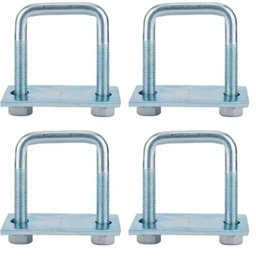 4 Pack Leaf Spring Clamp Kit,12*40*80mm Leaf Spring Clamps for Truck, Locks Springs Square U-Bolt for Trailer- Fits Leaf Springs, Galvanized Steel Clamp Set, Secure Fit for Truck, Boat and Trailers