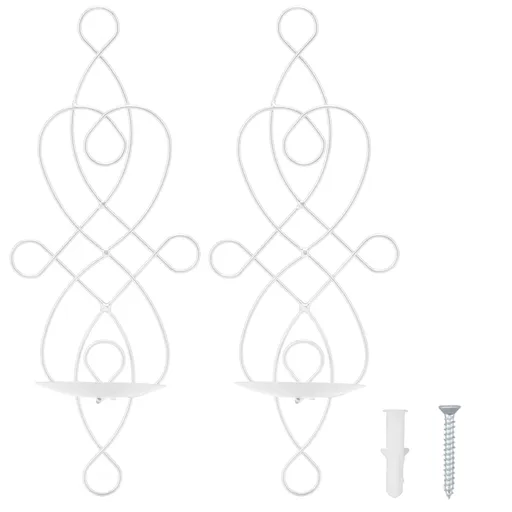 2 Sets Iron Wall Candle Sconce Holder Foldable Deformation Resistance Innovative Wall Candle Holder for Bedroom Dining Room White