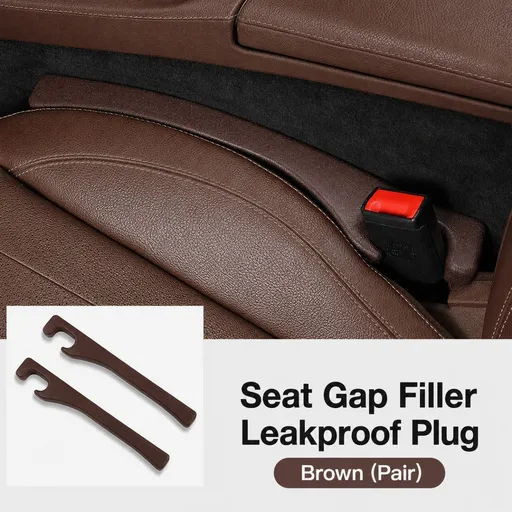 Car Seat Gap Filler 2 Pack, Universal Fit PU Leather Car Seat Gap Plug to Fill The Gap Between Seat and Console, Car Seat Crevice Blocker Stop Things from Dropping - Brown - Size 2PCS