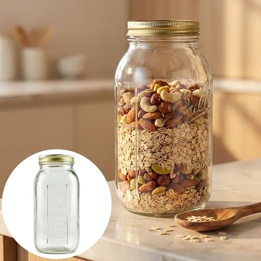64 oz Wide Mouth Jars, Half Gallon Canning Jars with Lids and Rings, 3-Pack Extra Large Glass Jars for Home Canning and Pantry Storage (3Pack)