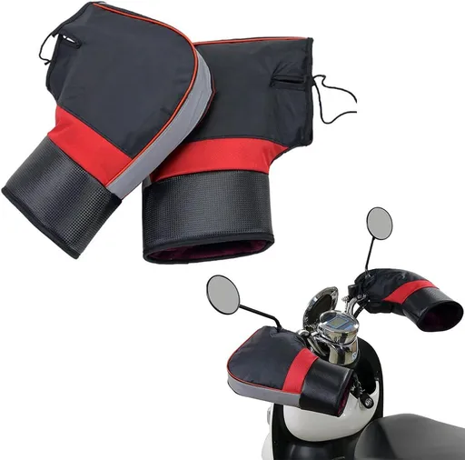 Motorcycle Handlebar Gloves, Universal motorcycle handlebar cover, Warm and windproof grips, Motorcycle gloves, Scooter handlebar gloves, Black