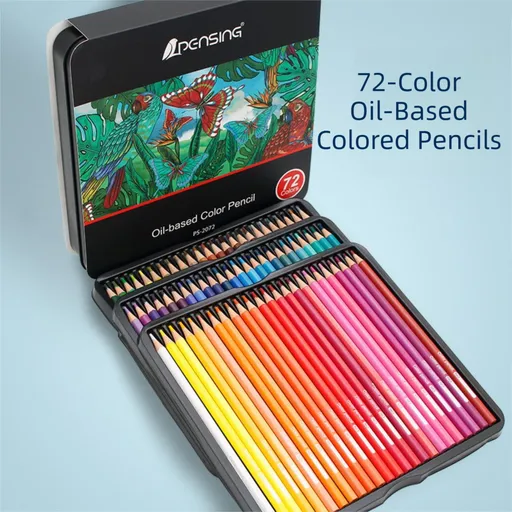 72-Colour Oil-Based Coloured Pencil Set - Hexagonal Drawing Pencils with Rich Vibrant Colours, Metal Storage Tin for Sketching, Colouring, Illustration and Art