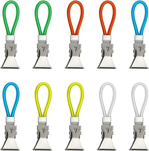 Tea Towel Clips 10 Pcs, Metal Tea Towel Storage Clip with Hanging Ring for Towel, Multi-color Kitchen Towel Hanging Clips for Bedroom, Bathroom, Kitchen(5 colors)