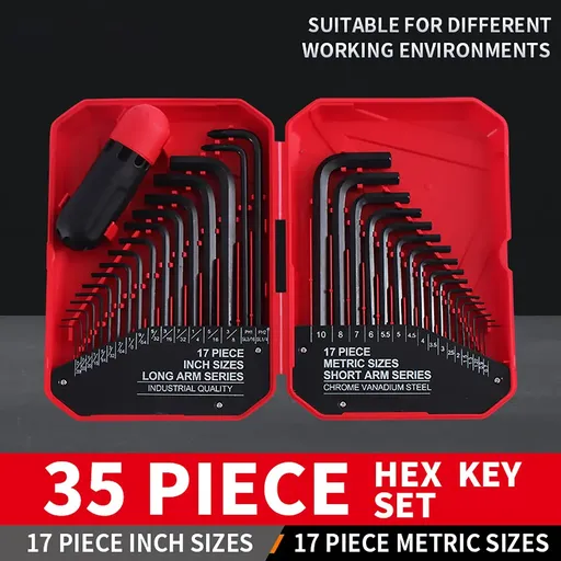 35Pcs L-Shaped Hex Key Wrench Set Allen Key Tool Kit For Home Car Repair Use