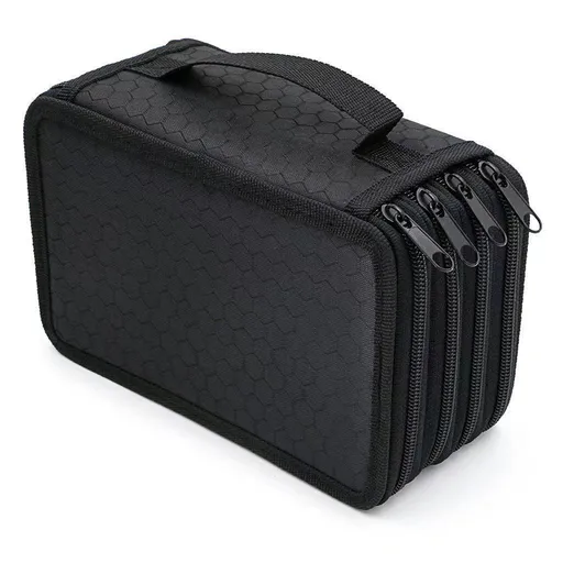 Handy Wareable Oxford Colored Pencil Bags Large 72 Slots Pencil Organizer Portable Watercolor Pencil Wrap Case (Black)