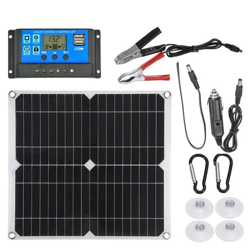20A Solar Charge Controller, Solar Panel Charger Controller, Multi-Function Adjustable LCD Display with Dual USB Port Timer