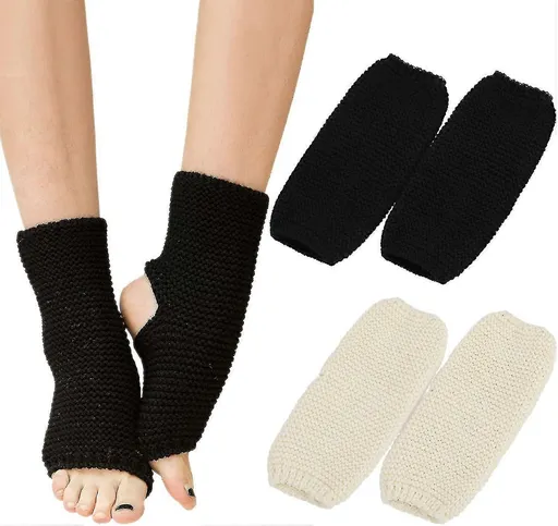 2 Pairs Knitted Yoga Leg Warmers For Ascergery Women, Yoga Socks Toeless Training Ballet