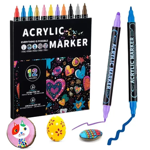 Double-Headed Acrylic Markers Art Marker Set Sketch Pens Permanent Markers - Multi-color - Size 168 colors