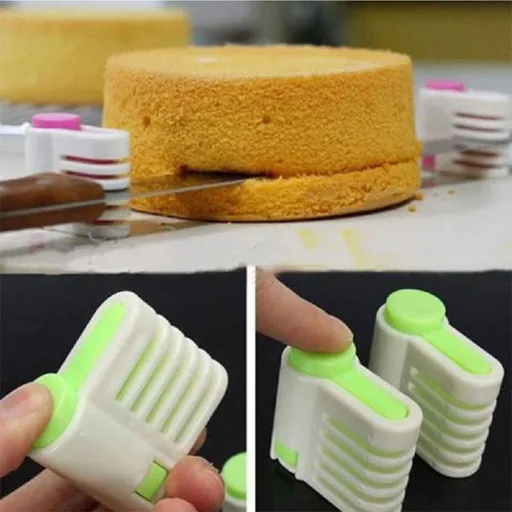 Cutting Fixator Guide Tool, Stratification Auxiliary, Cake Slicing Leveler, Bread Slice, Even Cake Slicing Leveler (Green & Pink)