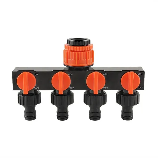2pcs Orange 4-Way Garden Hose Splitter - Multi-Outlet Tap Manifold with Individual Control Valves - Universal Fit for 1/2 inch 3/4 inch and 1 inch Taps - Durable ABS Irrigation Water Distributor