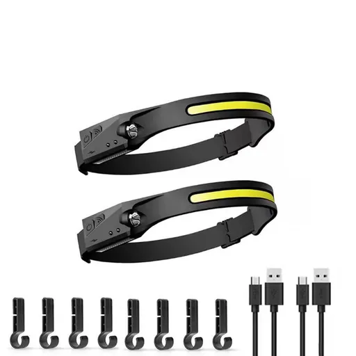COB LED Headlamp Wide Beam Motion Sensor 230° Black