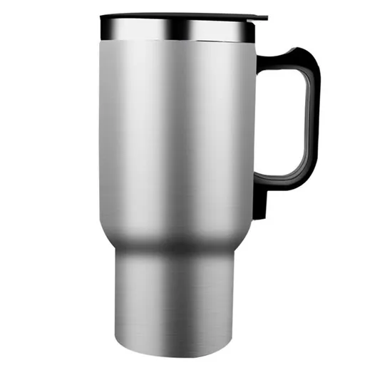 Car Heating Cup 500ml Car Heated Mug 12V 304 Stainless Steel Auto Truck Milk Water Tea Coffee Bottle Airtight Electric Tea Water Cup Vehicle Heated Travel Mug for Heating Water