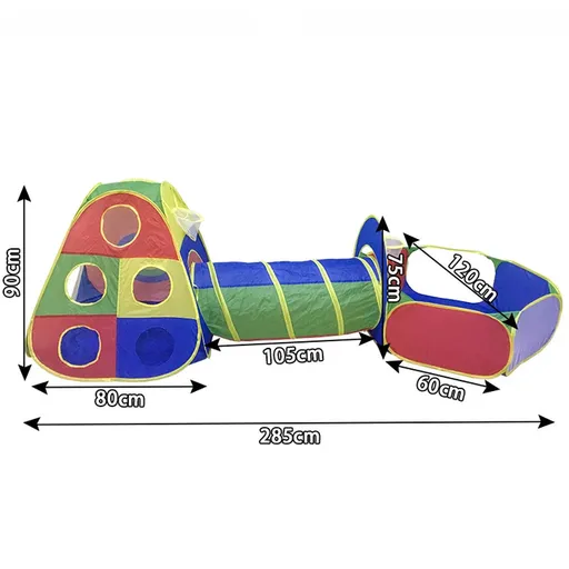 3-in-1 Kids' Pop-Up Foldable Play Tent & Adventure Tunnel Set - Giant Indoor/Outdoor Playpark with Ball Pit & Basketball Hoop