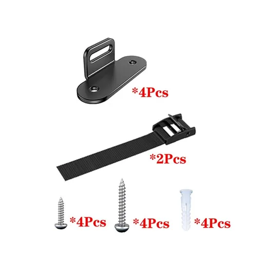 Anti Tip Furniture Anchors (2 Sets),Heavy Duty Furniture Wall Anchor,Adjustable Earthquake Straps,Furniture Anchors for Baby Proofing,Black