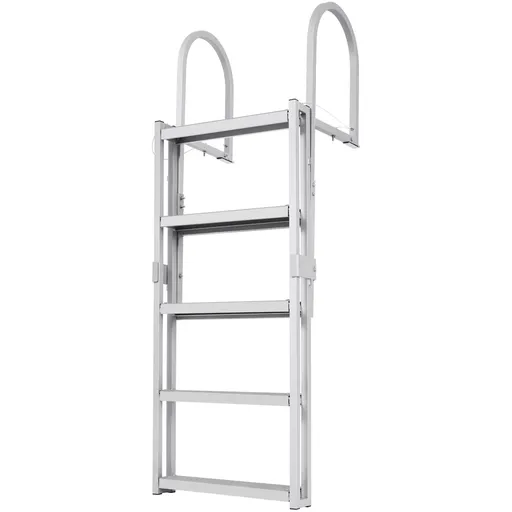 Dock Ladder, Retractable 5 Steps, 350 lbs Load Capacity, Aluminum Alloy Pontoon Boat Ladder with 66.9''-78.9'' Adjustable Height, 4'' Wide Step & Mat, for Ship/Lake/Pool/Marine Boarding
