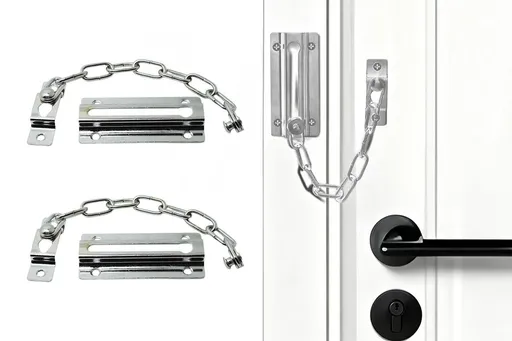 2Pcs Door Security Chain Lock Door Chain Lock with 12 Screws for Wood Door-Silver
