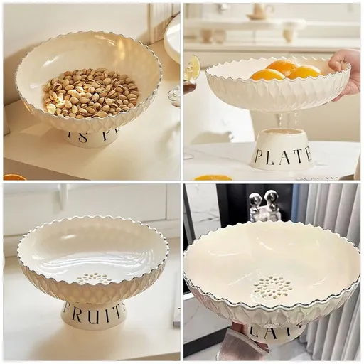 Vintage Style Serving Tray with Large Opening for Fresh Fruit Storage and Table Decor