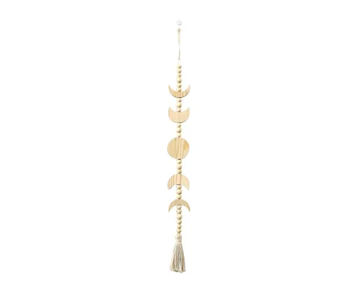 Wall Pendant Decorative Nordic Style Moon Sun Design Handmade Wall Hanging Decor for Dorm-Beige