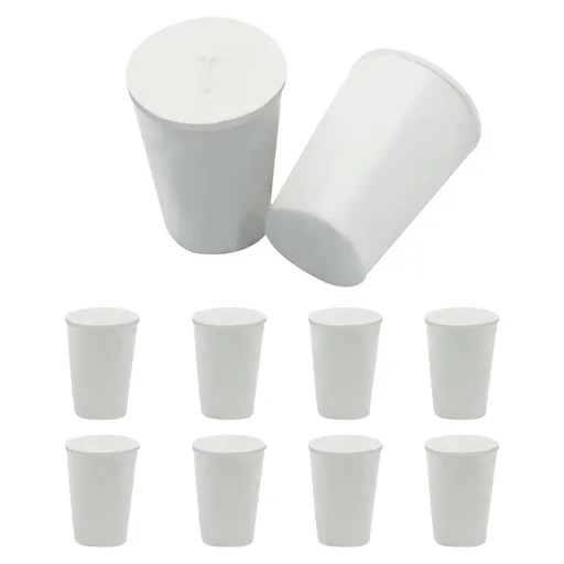 10 Pcs White Solid Rubber Stoppers 1# Tapered Lab Bungs Solid Rubber Stoppers Tapered Lab Seal Rubber Stoppers