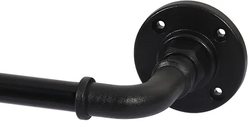 Wrap Around Curtain Rods for Windows 16.2 to 106.2 Inch, 3/4 Inch Diameter Industrial Telescoping Rod, Splicing Adjustable Indoor/Outdoor, Black 16.2"-106.2"