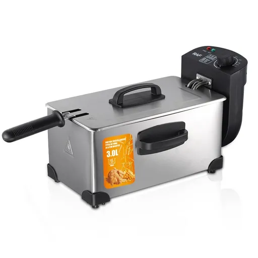 Electric Deep Fryer with Basket, 3.2QT Stainless Steel Countertop 1500W Heating with Adjustable Temperature Control, Viewing Window, Removable Oil Container and Overheat Protection(Silver)