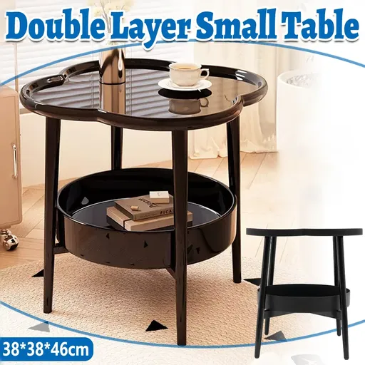 Trendy Black Round Coffee Side Table Modern Minimalist End Table for Living Room