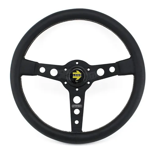 Universal Prototipo Steering Wheel, JDM Sports Steering Wheel, SIM Racing Steering Wheel, 35.56 cm Steering Wheel, Car Accessories Australia, 14 inch steering wheel, leather steering wheel, aftermarket steering wheel, universal steering wheel - Black