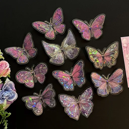 Stickers - Butterfly Wall Stickers - DIY Wall Stickers - Creative Bedroom Supplies - Beautiful 3D Decorations - Interior Decoration - Interior Decoration - Suitable for creating everyday surprises and party decorations (Pink，10 stickers)