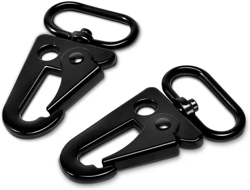 6 Pack Paracord Lanyard Accessories 1" Rifle Sling Clips Metal Swivel Snap Hook Keychain Carabiner Key Chain for Keyrings (Black)