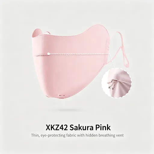 XKZ42 Sakura Pink One Size | Ice Silk UV Protection Face Cover | Halloween Cute Daily Gift | Eye Corner Shield Breathable Thin Sun Mask