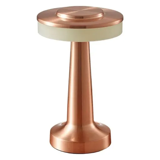 Luxury Metal Touch LED Rechargeable Lamp – 3 Color Temps, Stepless Dimming, Wireless Portable, Bedroom/Restaurant Ambient Light & Night Light(Red Bronze)