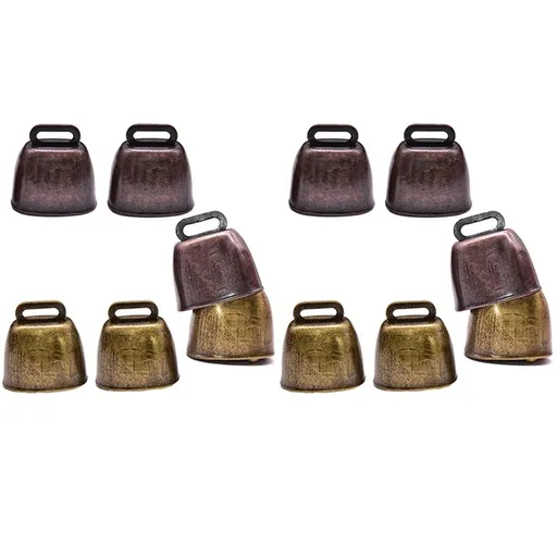 12 Pcs Metal Cow , Cowbell Retro for Horse Sheep Grazing Copper, Cow Bells Noise Makers