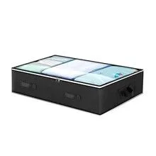 Black Under Bed Storage Bag - Foldable Underbed Organiser with Clear Window and Handles for Blankets Clothes