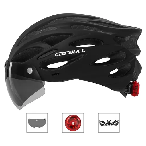 Road Bike Helmet Mountain Bike Helmet Cycling Helmet With Visor Bicycle Helmet - Black - Size L59-61CM