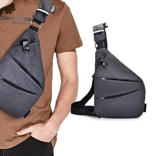 Anti Theft Sling Bag Oxford Cloth Chest Shoulder Bag Travel Crossbody Pack - Left