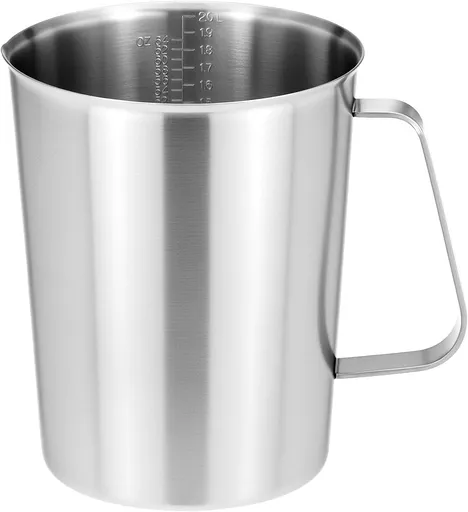 304 Stainless Steel Measuring Cup 64 OZ with OZ/ML Graduations, 8 Cup Kitchen Mixing Pitcher, Precision Engraved Markings, Container for Baking and Frothing, 2 Liter