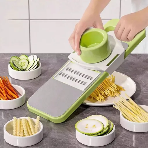Multi-Function Vegetable Slicer Set | Kitchen Mandoline with Stainless Steel Blades & Hand Guard | for Shredding, Julienne, Slicing Carrots & Potatoes