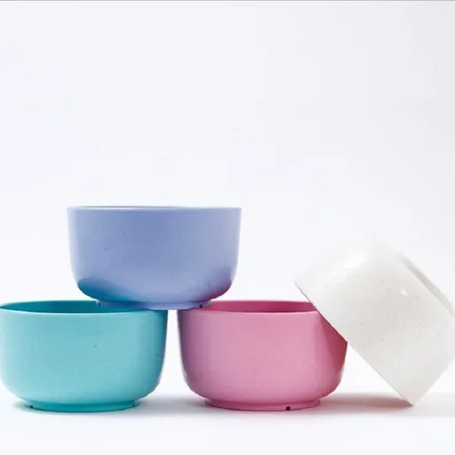 4PCS Bowls Wheat Straw Creative Home Four Color Bowl Soup Bowl Tableware Bowl Portable Anti Falling Rice Soup Food Bowl